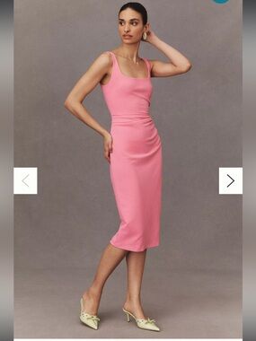 BHLDN Andie Square-Neck Stretch Crepe Midi Dress Size Large